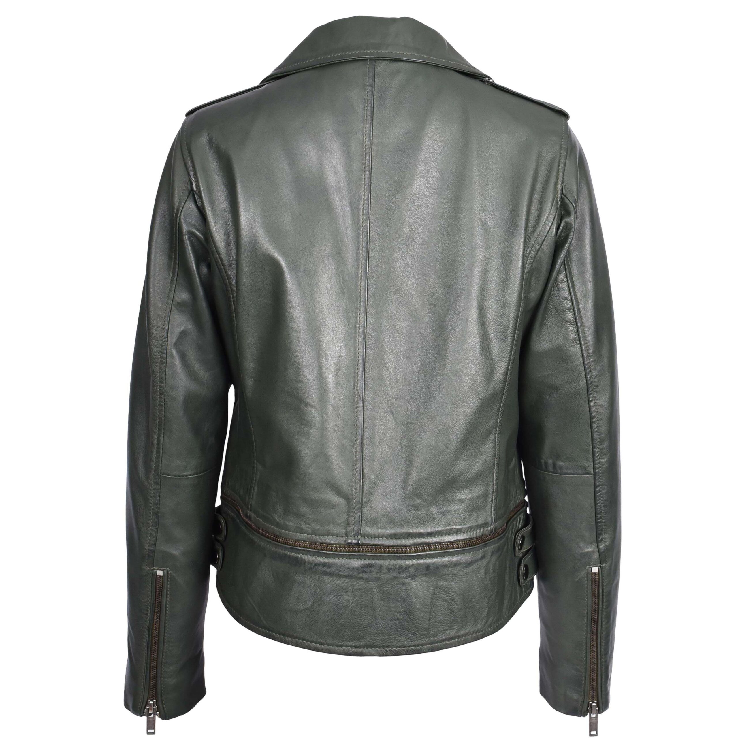 BUNERI Biker Cuero Bianca Verde 2-en-1 Estilo Cropped - Imagen 2