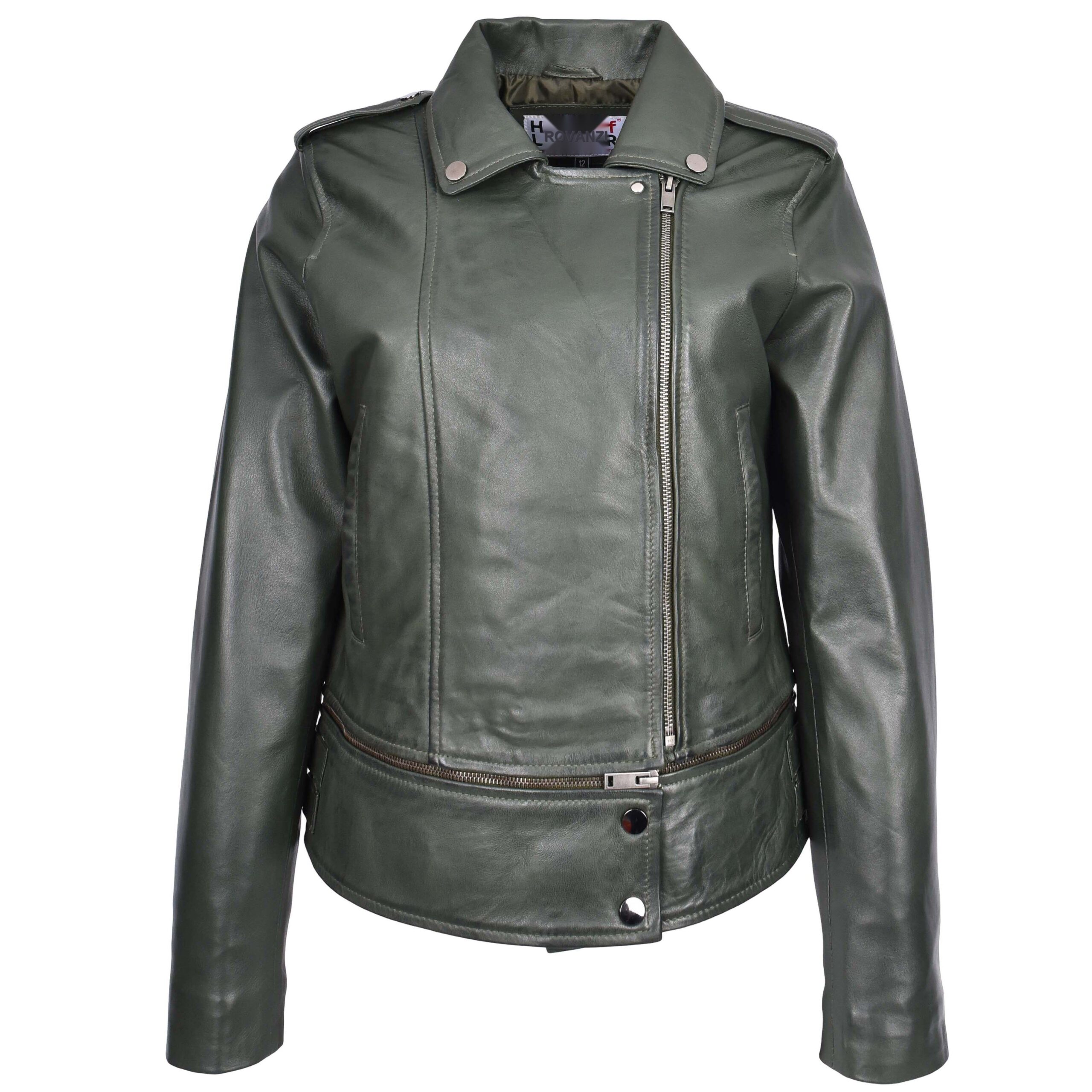 BUNERI Biker Cuero Bianca Verde 2-en-1 Estilo Cropped - Imagen 4