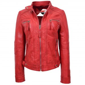 BUNERI Biker Cuero Casual Annie Roja
