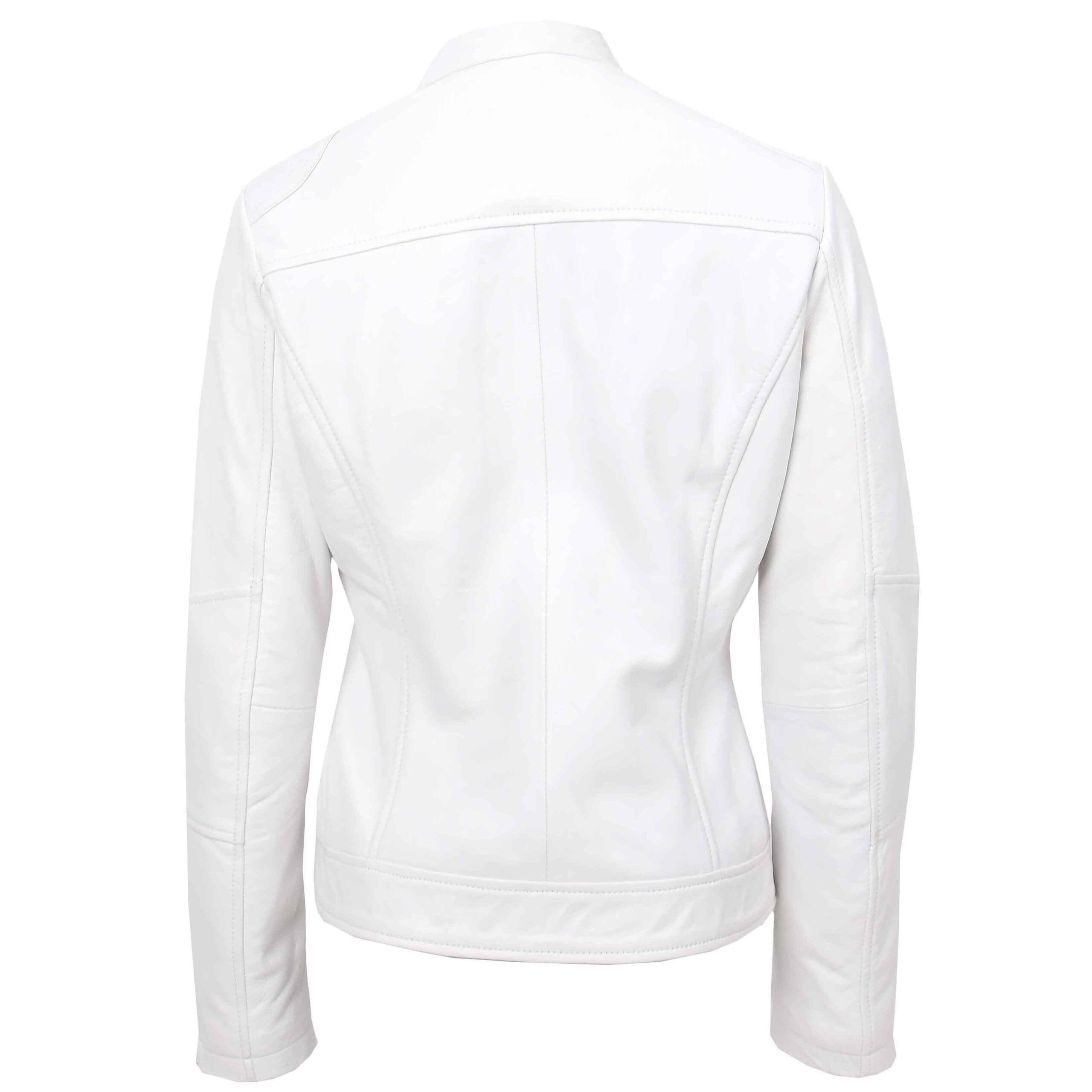BUNERI Biker Cuero Connie Blanca Zip Casual - Imagen 2