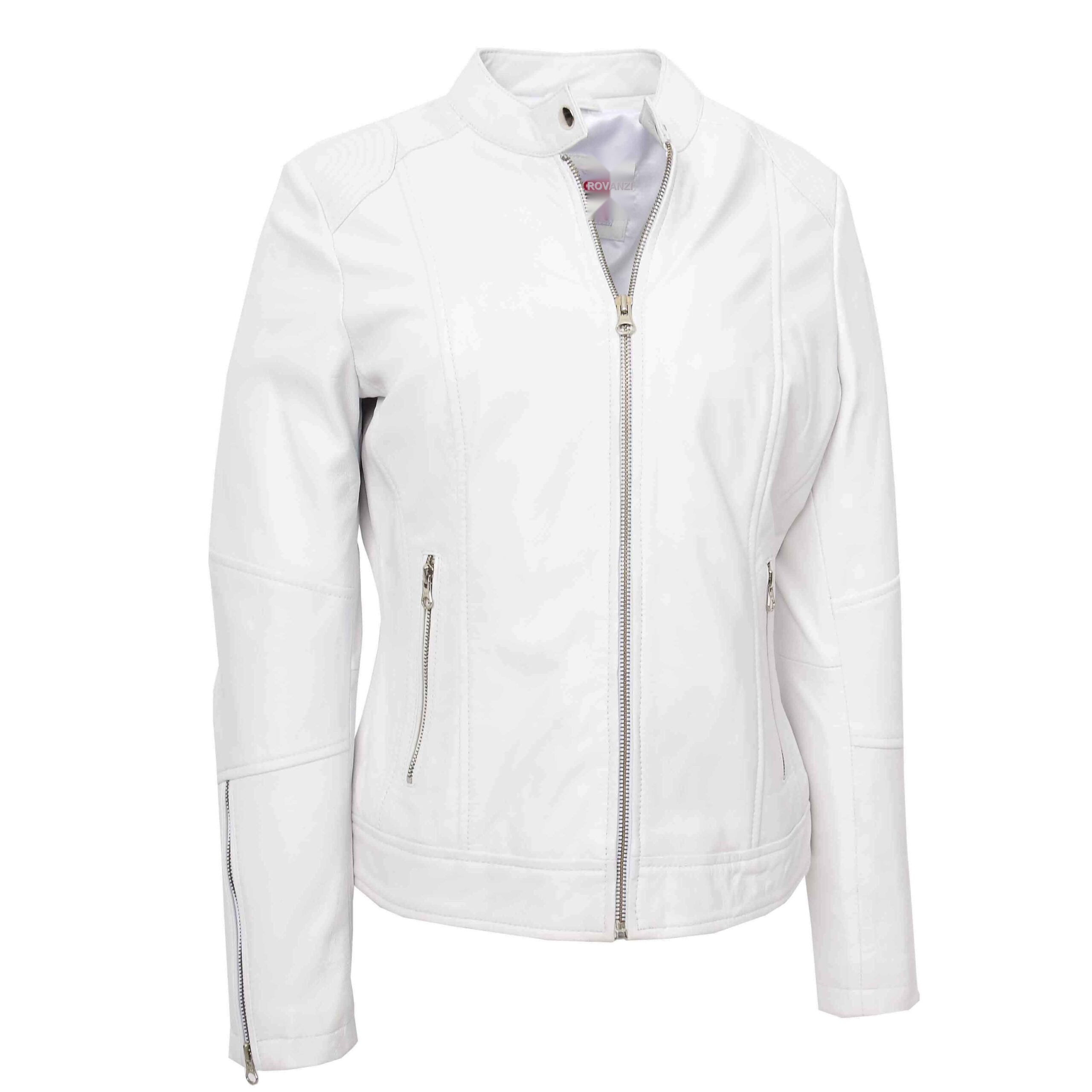 BUNERI Biker Cuero Connie Blanca Zip Casual - Imagen 3