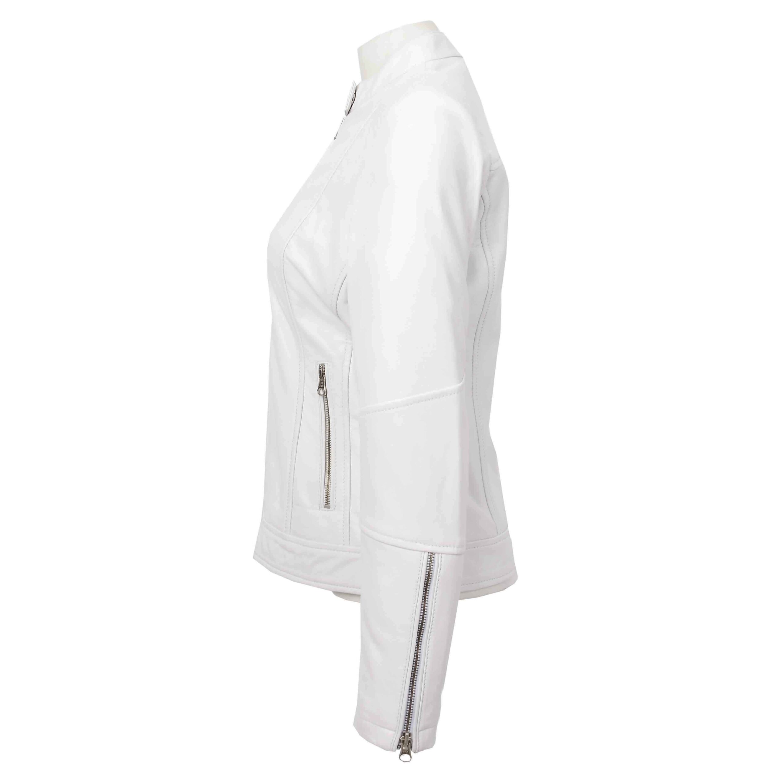 BUNERI Biker Cuero Connie Blanca Zip Casual - Imagen 4