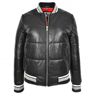 BUNERI Bomber Cuero Dolly Negra Acolchada Mujer
