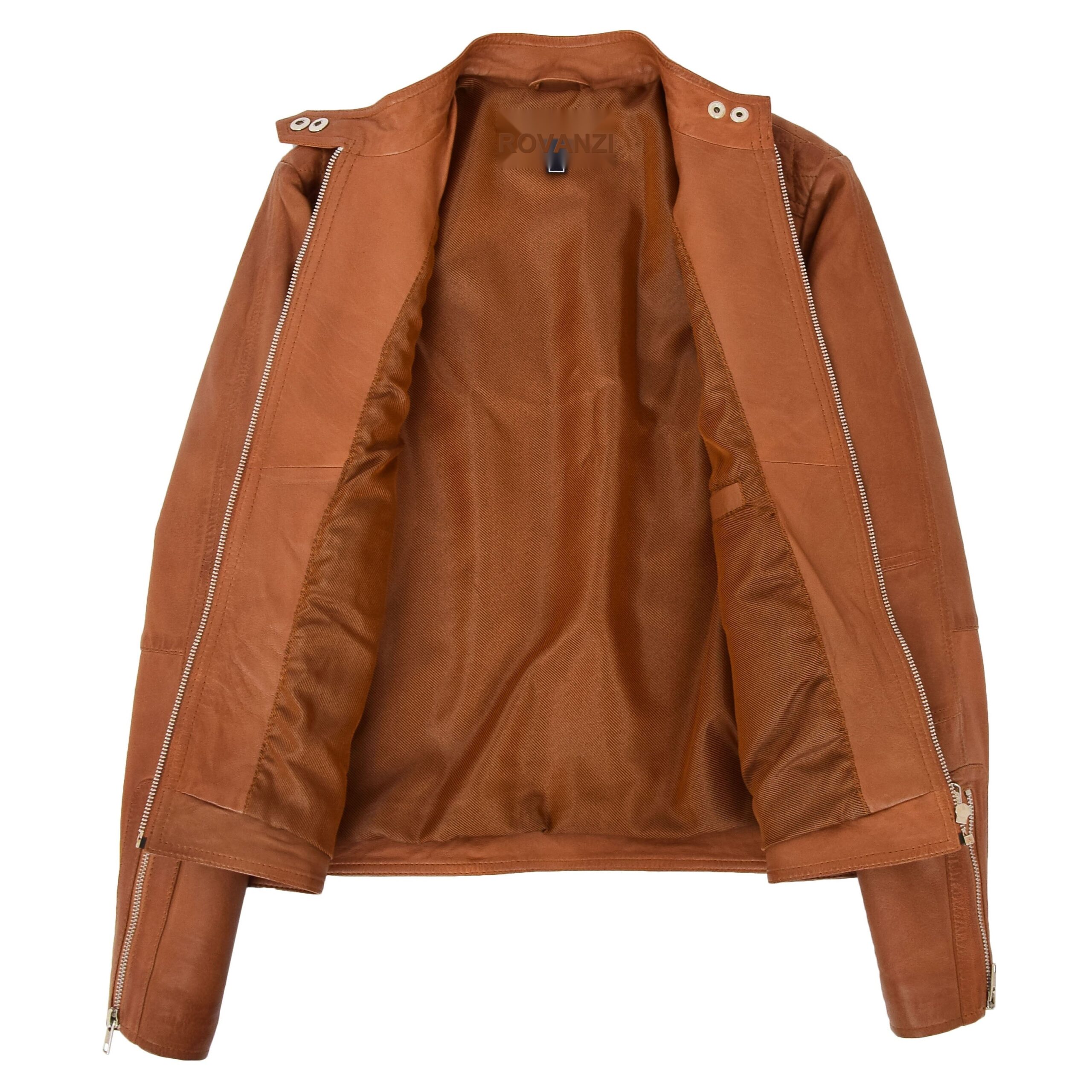 BUNERI Biker Ruby Tan de Cuero Suave Casual Zip - Imagen 2