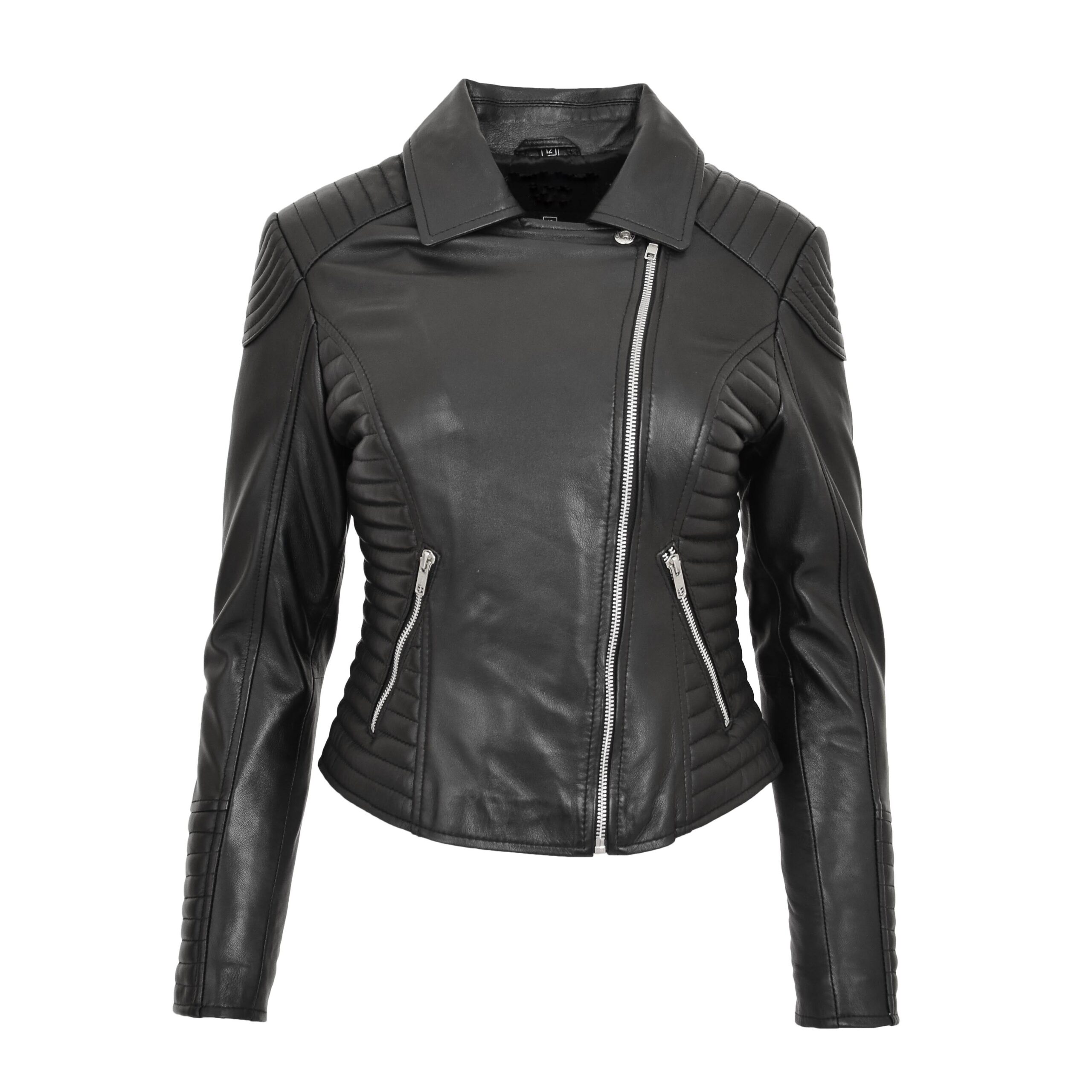 BUNERI Biker Cuero Suave Anna Negra Cross Zip Mujer - Imagen 7