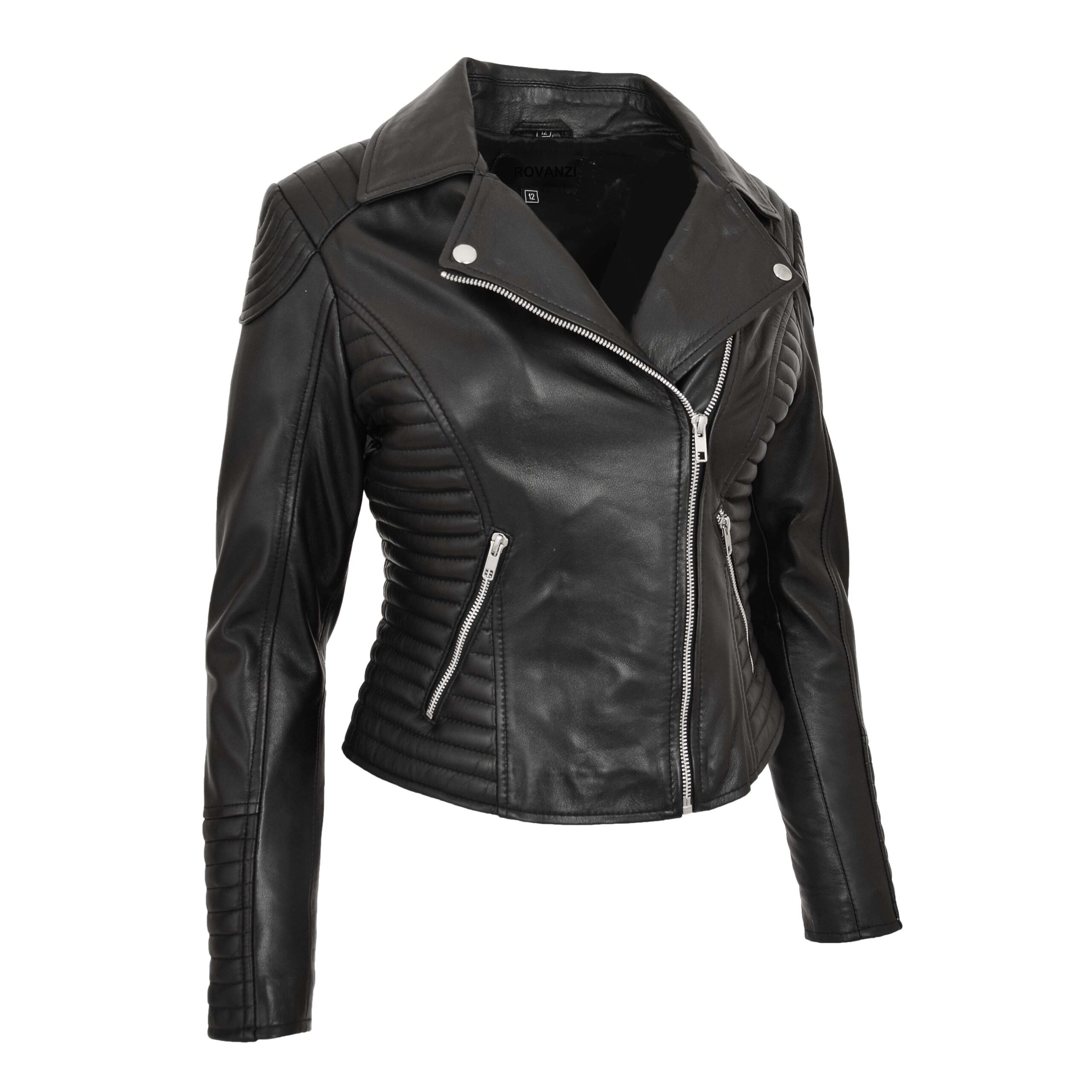 BUNERI Biker Cuero Suave Anna Negra Cross Zip Mujer - Imagen 3