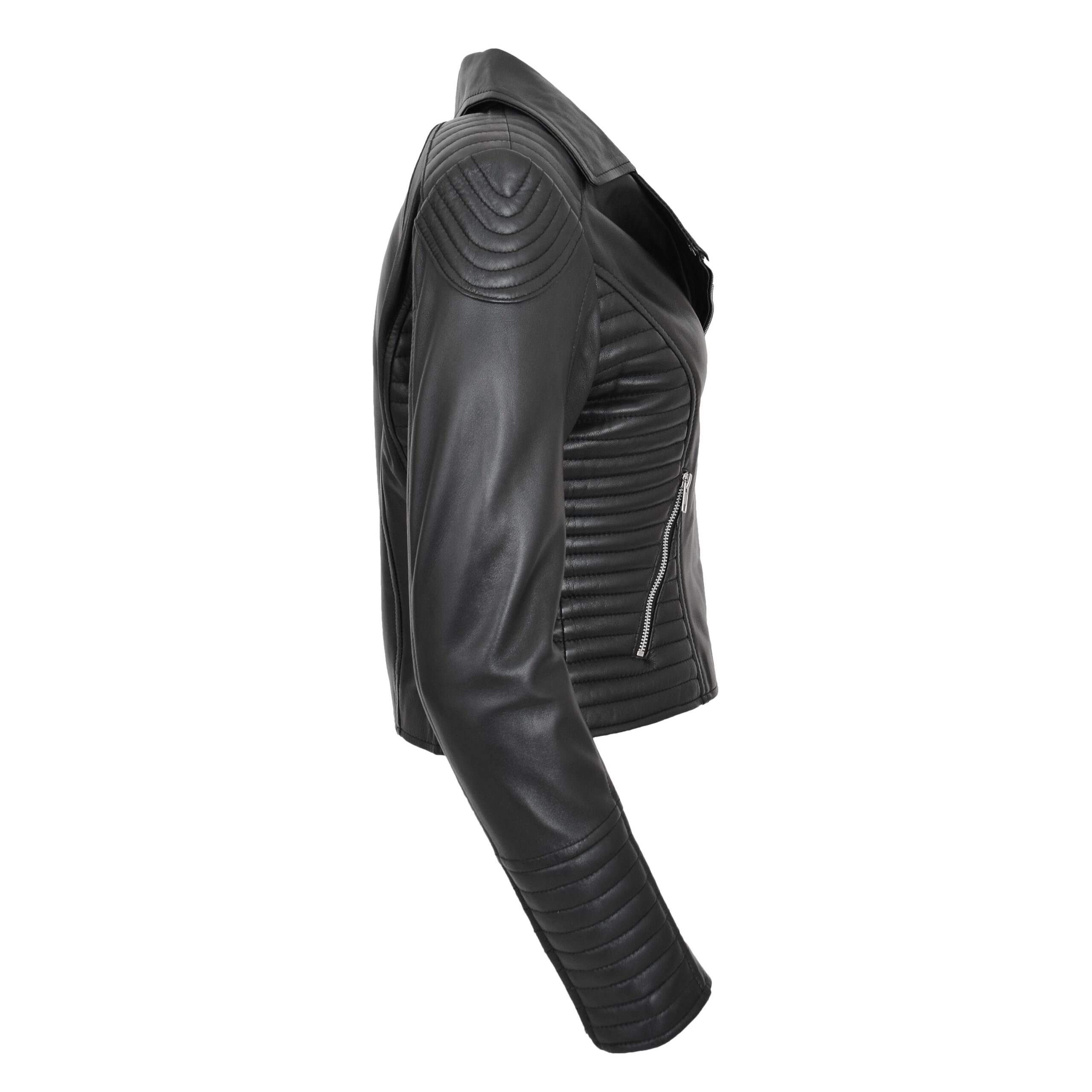 BUNERI Biker Cuero Suave Anna Negra Cross Zip Mujer - Imagen 6
