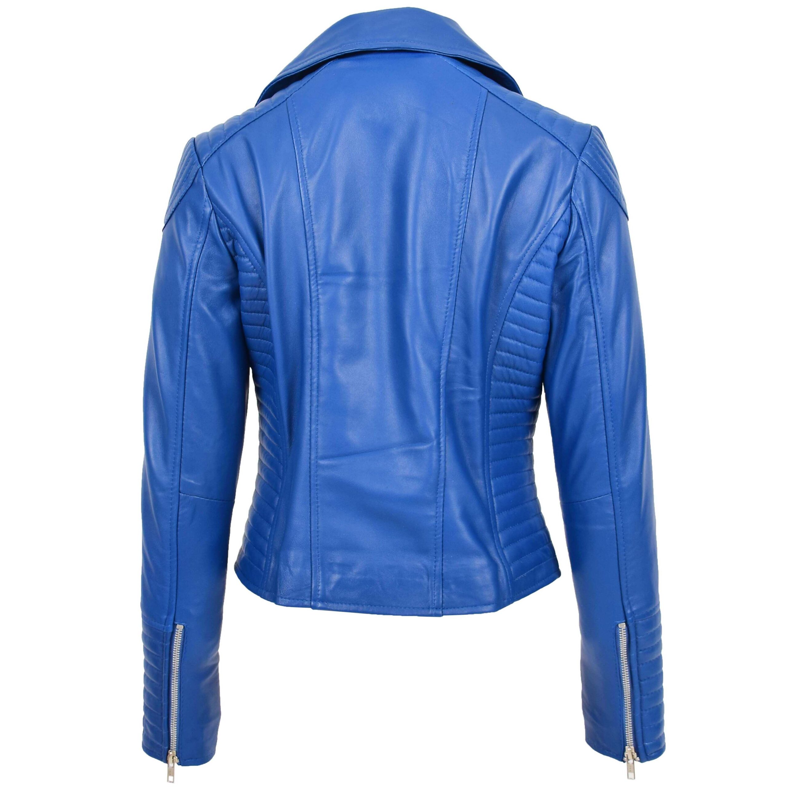 BUNERI Biker Cuero Anna Azul Suave Cremallera Cruzada - Imagen 2