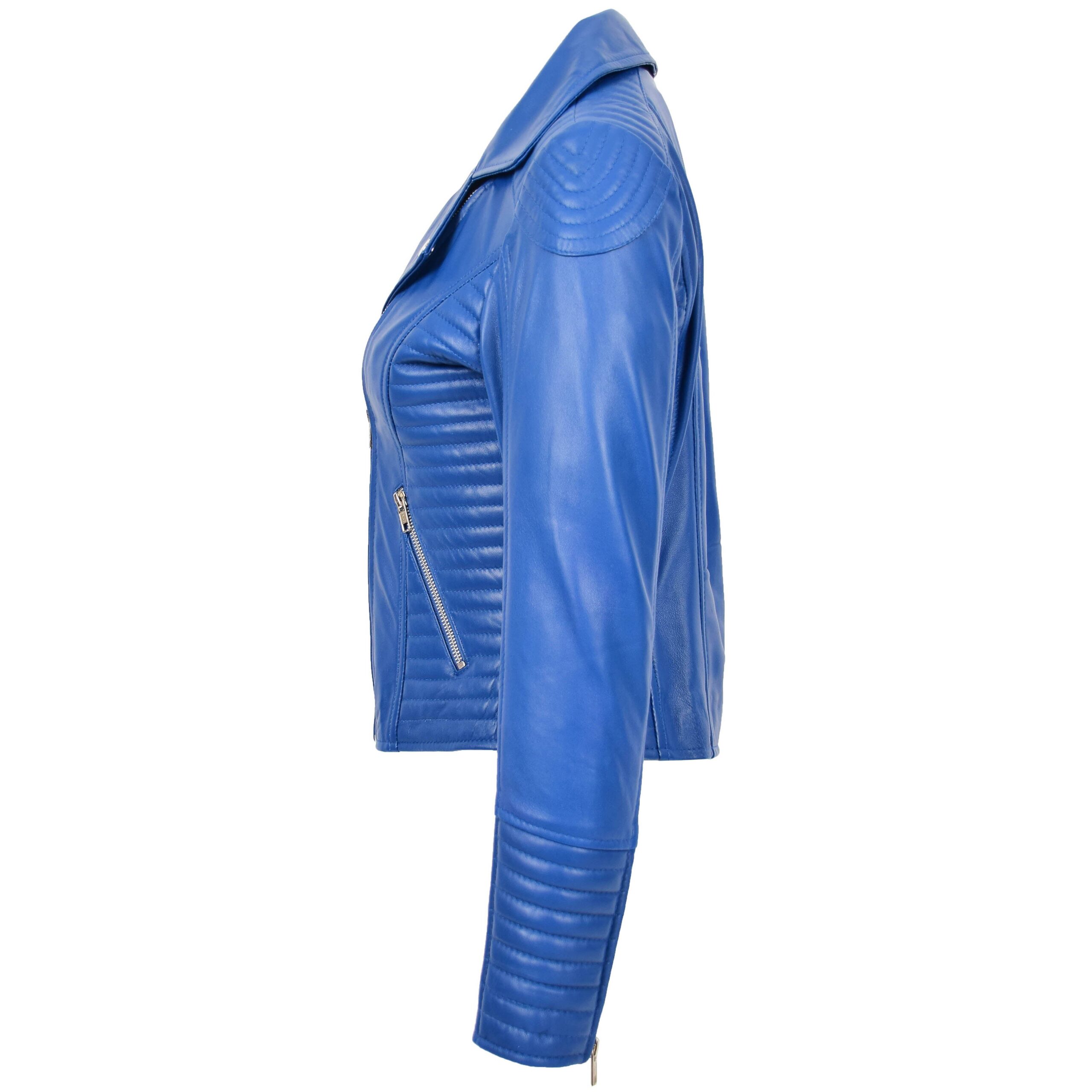BUNERI Biker Cuero Anna Azul Suave Cremallera Cruzada - Imagen 5