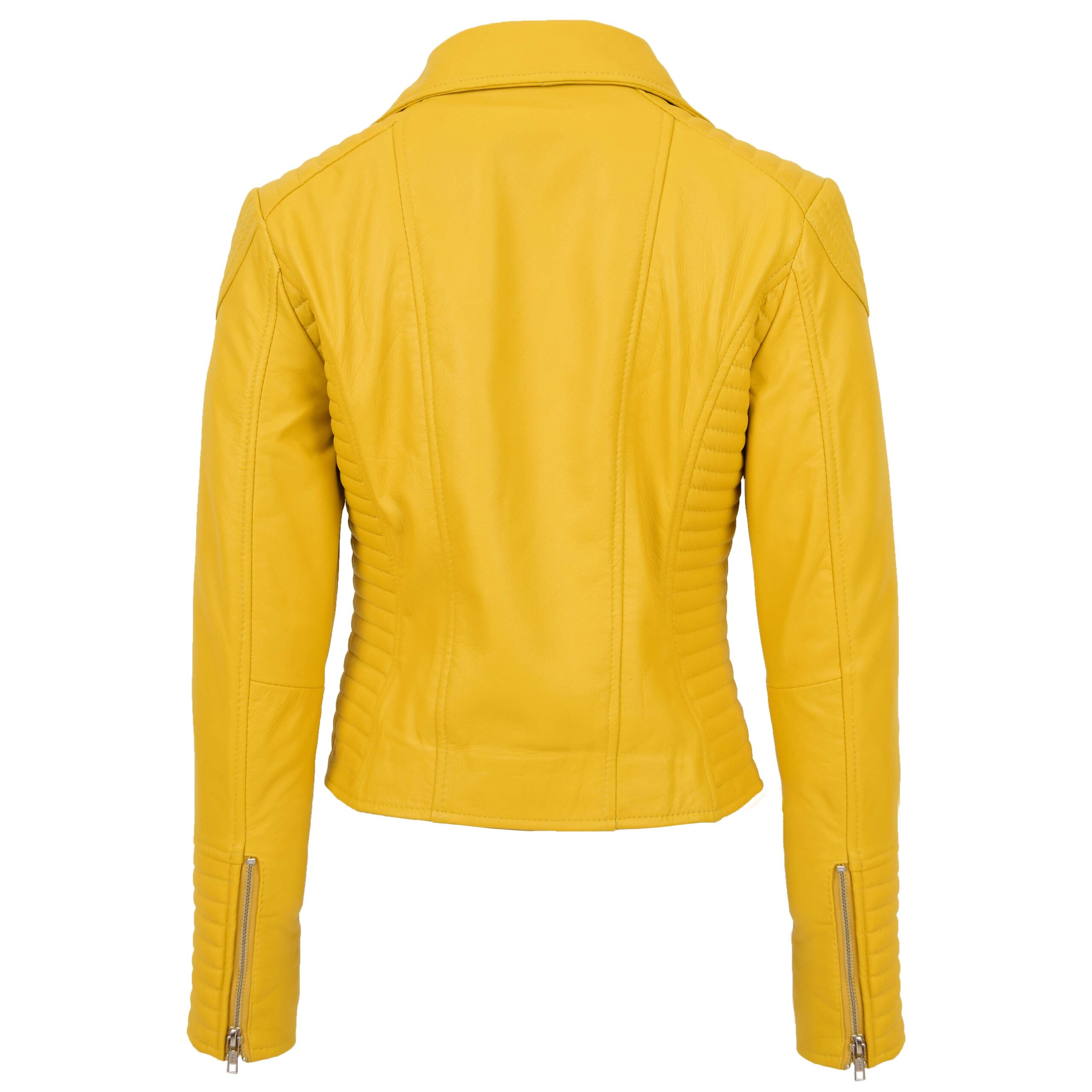 BUNERI Biker Cuero Suave Anna Amarilla Cross Zip Mujer - Imagen 2