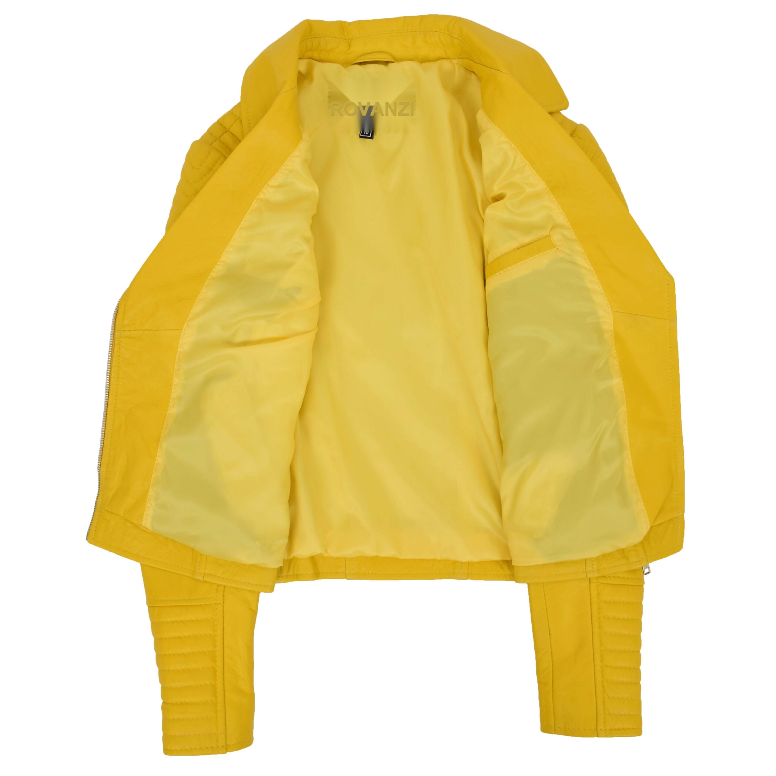 BUNERI Biker Cuero Suave Anna Amarilla Cross Zip Mujer - Imagen 6