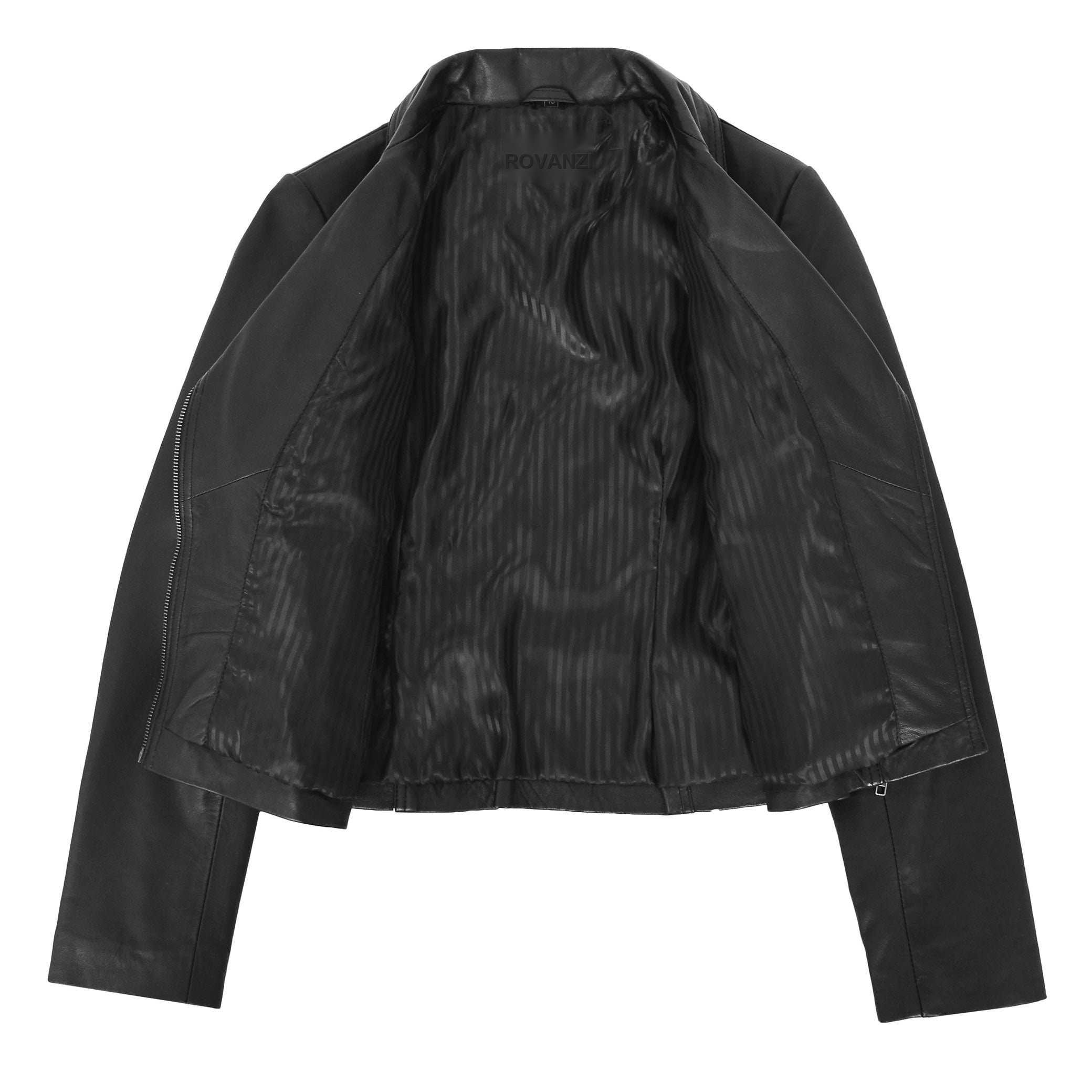 BUNERI Chaqueta Mujer Cuero Suave Cross-Zip Casual Negro - Imagen 7