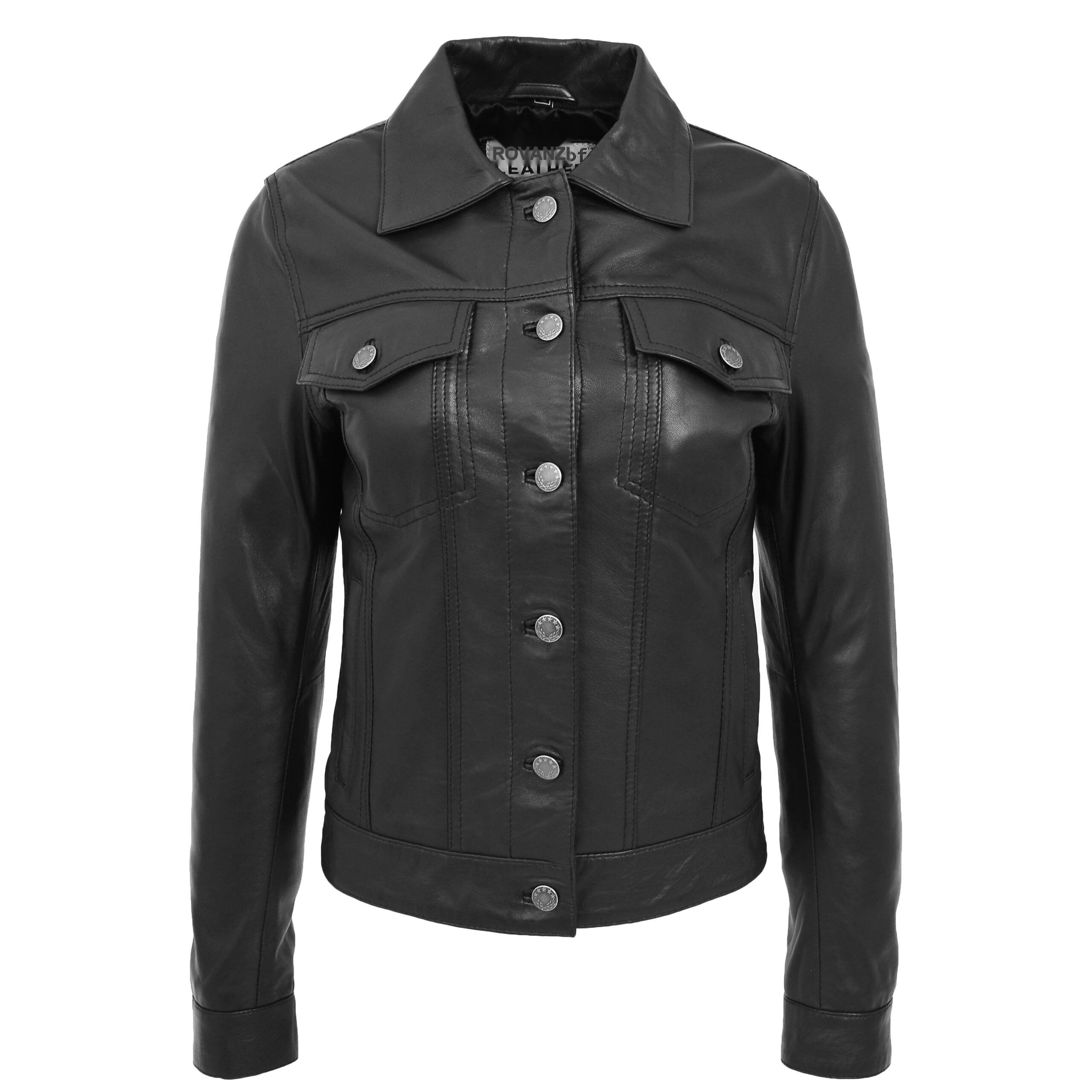 BUNERI Estilo Trucker Cuero Suave Alma Negra Mujer
