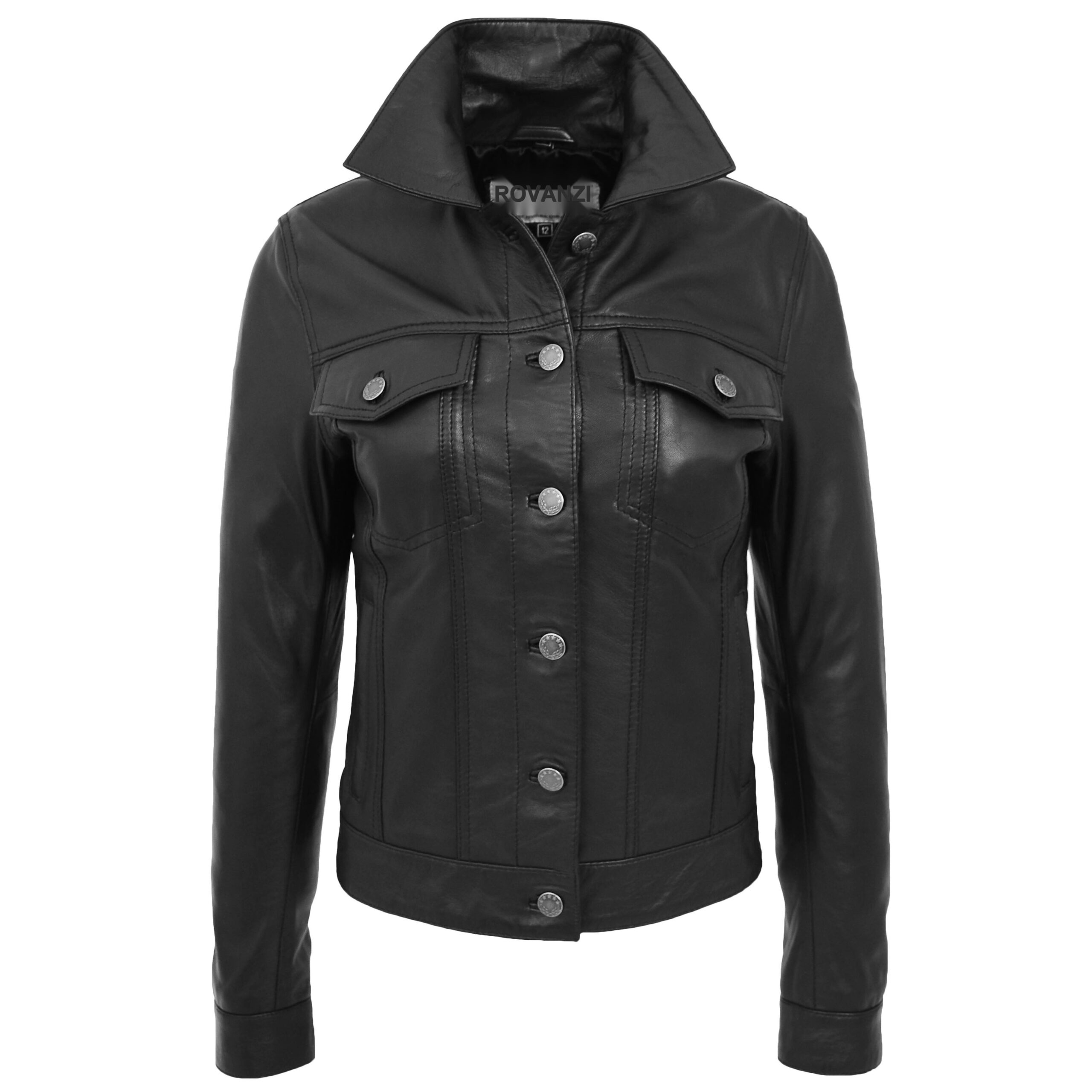BUNERI Estilo Trucker Cuero Suave Alma Negra Mujer - Imagen 5