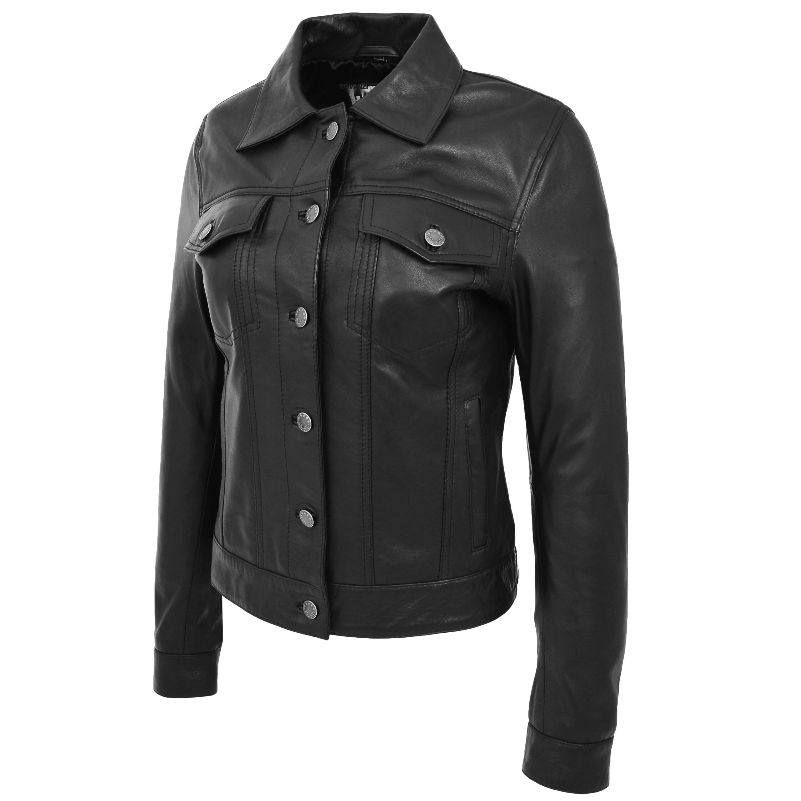BUNERI Estilo Trucker Cuero Suave Alma Negra Mujer - Imagen 3