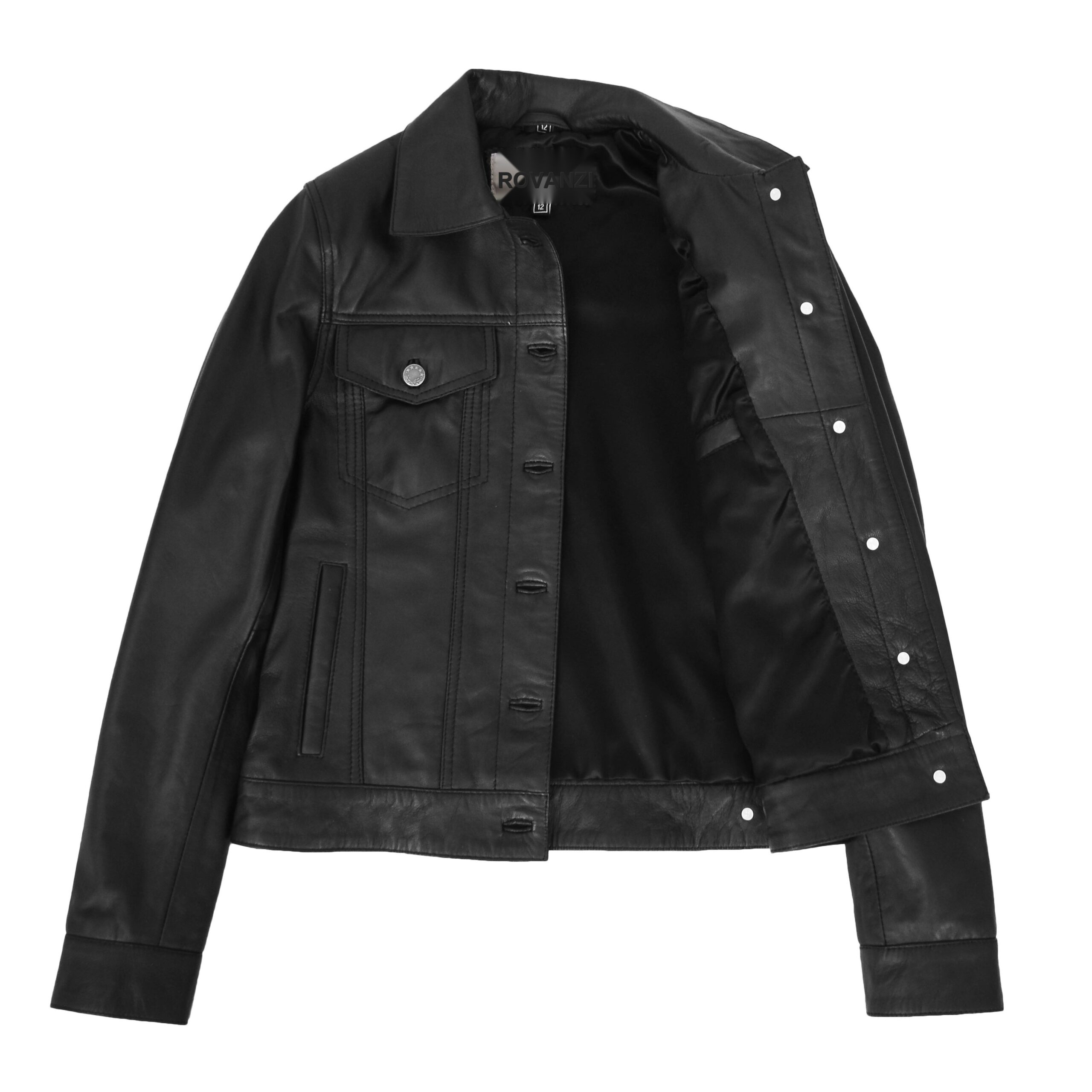 BUNERI Estilo Trucker Cuero Suave Alma Negra Mujer - Imagen 7