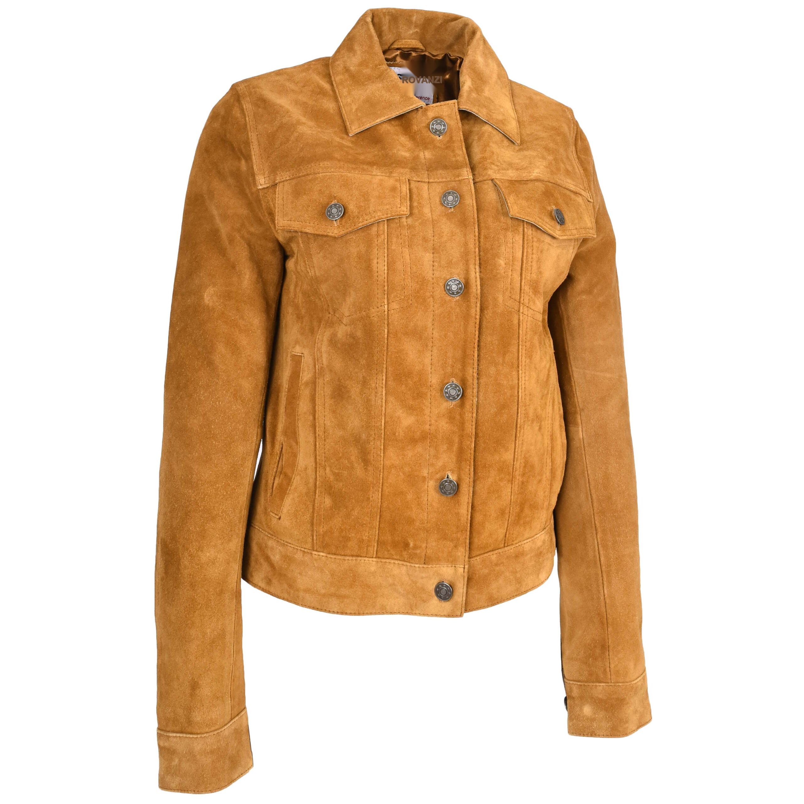 BUNERI Chaqueta de Ante Estilo Trucker para Mujer Tostado - Imagen 4