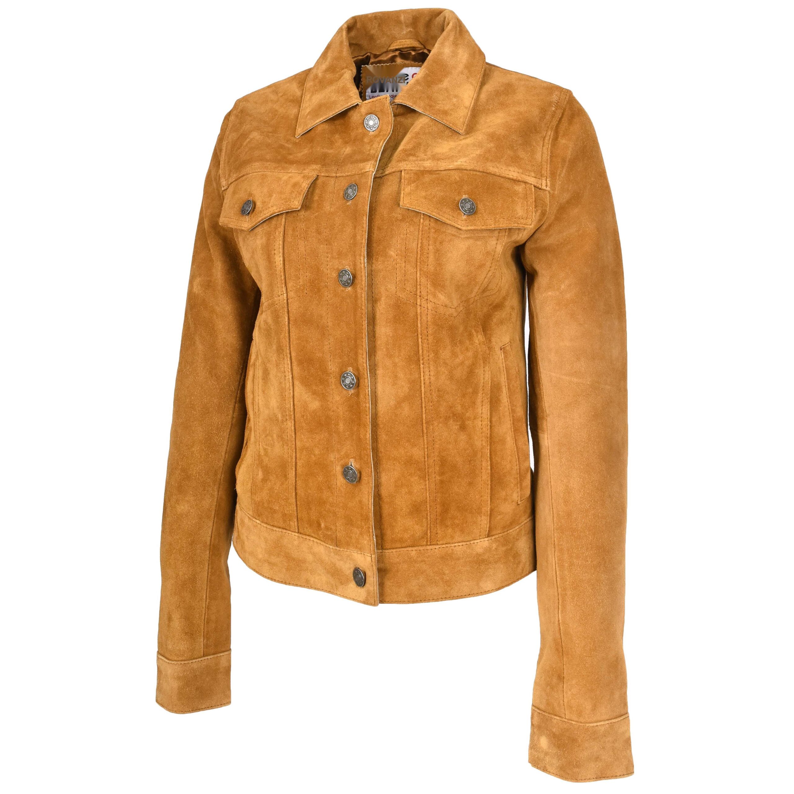 BUNERI Chaqueta de Ante Estilo Trucker para Mujer Tostado - Imagen 3